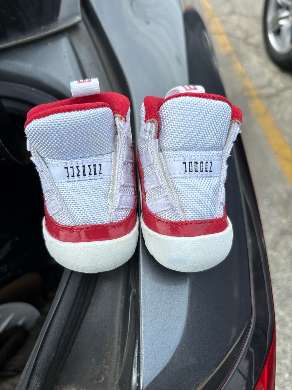 Jordan Toddler White and Red Mini Sneakers